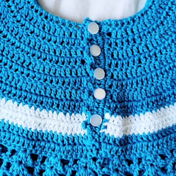 Hand Crocheted Blue Top - Picture 2 of 3